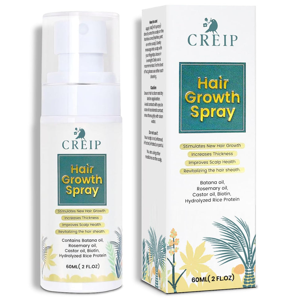 Creip front packaging showing product and benefits for fuller-looking hair