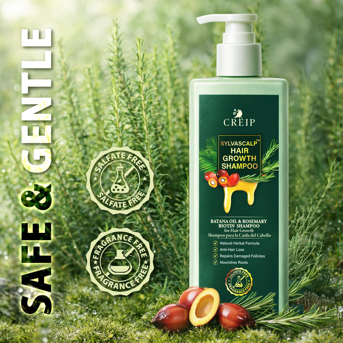 Creip lifestyle bathroom scene with bottle for daily routine convenience
