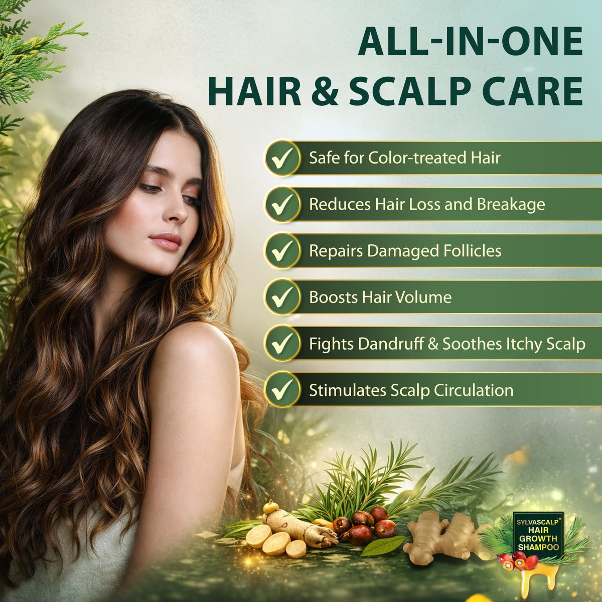 Creip shampoo in hand being applied to wet hair for improved scalp care
