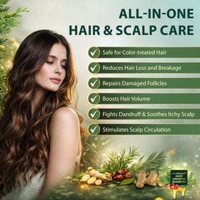 Creip shampoo in hand being applied to wet hair for improved scalp care