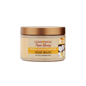 Creme of Nature front packaging showing jar and label, highlights moisture benefits