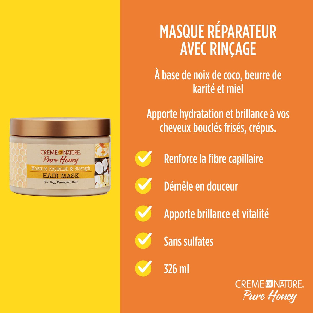 Creme of Nature open jar showing rich cream texture, emphasizes deep hydration