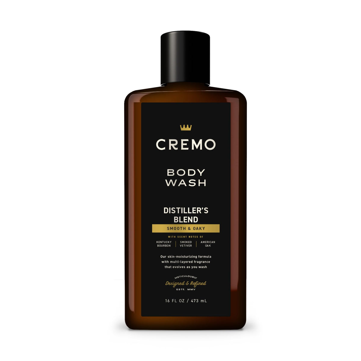 Cremo front bottle showing label and bourbon vetiver scent benefit