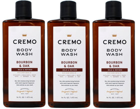 Cremo bottle front view showing bourbon and oak scent and premium look