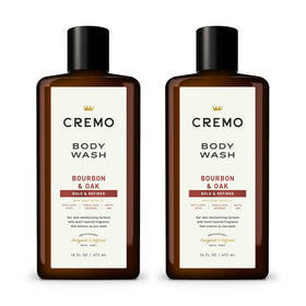 Cremo bottle front packaging showing label and bourbon oak scent benefit