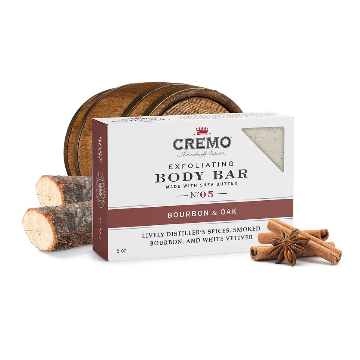 Cremo bar in hand for scale showing compact size and travel-ready benefit