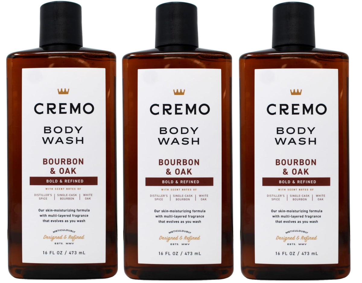 Three 16-ounce Cremo bottles side-by-side showing pack value and size