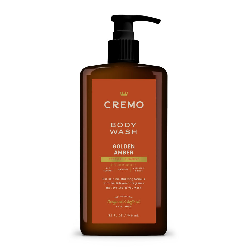 Cremo Golden Amber front bottle showing fragrance and moisturizing benefit