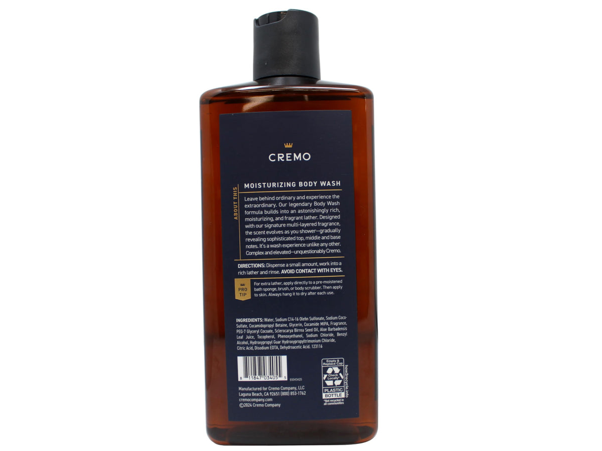 Cremo Italian Bergamot label detail emphasizing fresh citrus aroma benefit