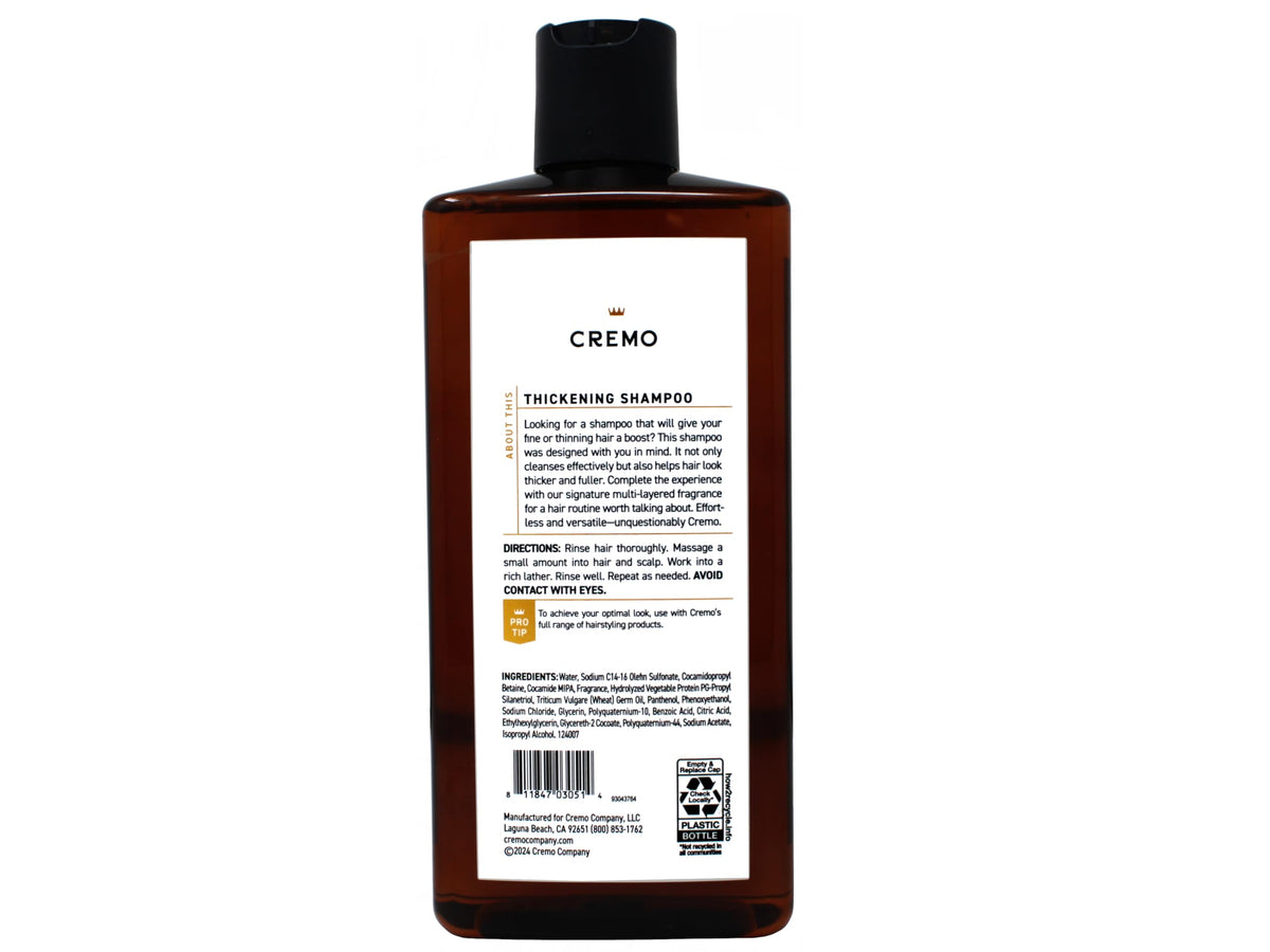Cremo bottle on shower shelf demonstrating durable design and daily grooming benefit