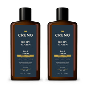 Cremo front packaging showing the Palo Santo Reserve Collection and elegant bottle benefit: premium look