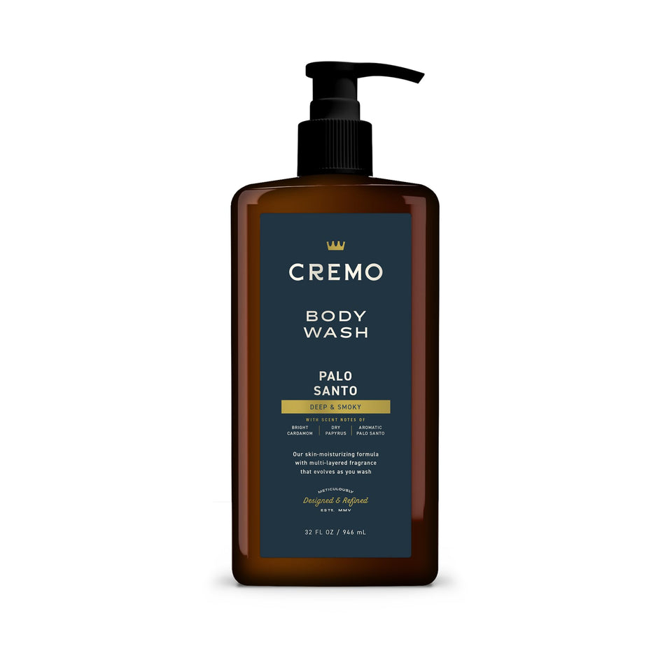 Cremo bottle front view showing pump and label with easy dispensing benefit