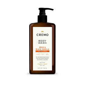 Cremo front packaging showing 32 oz pump and label, highlights convenience