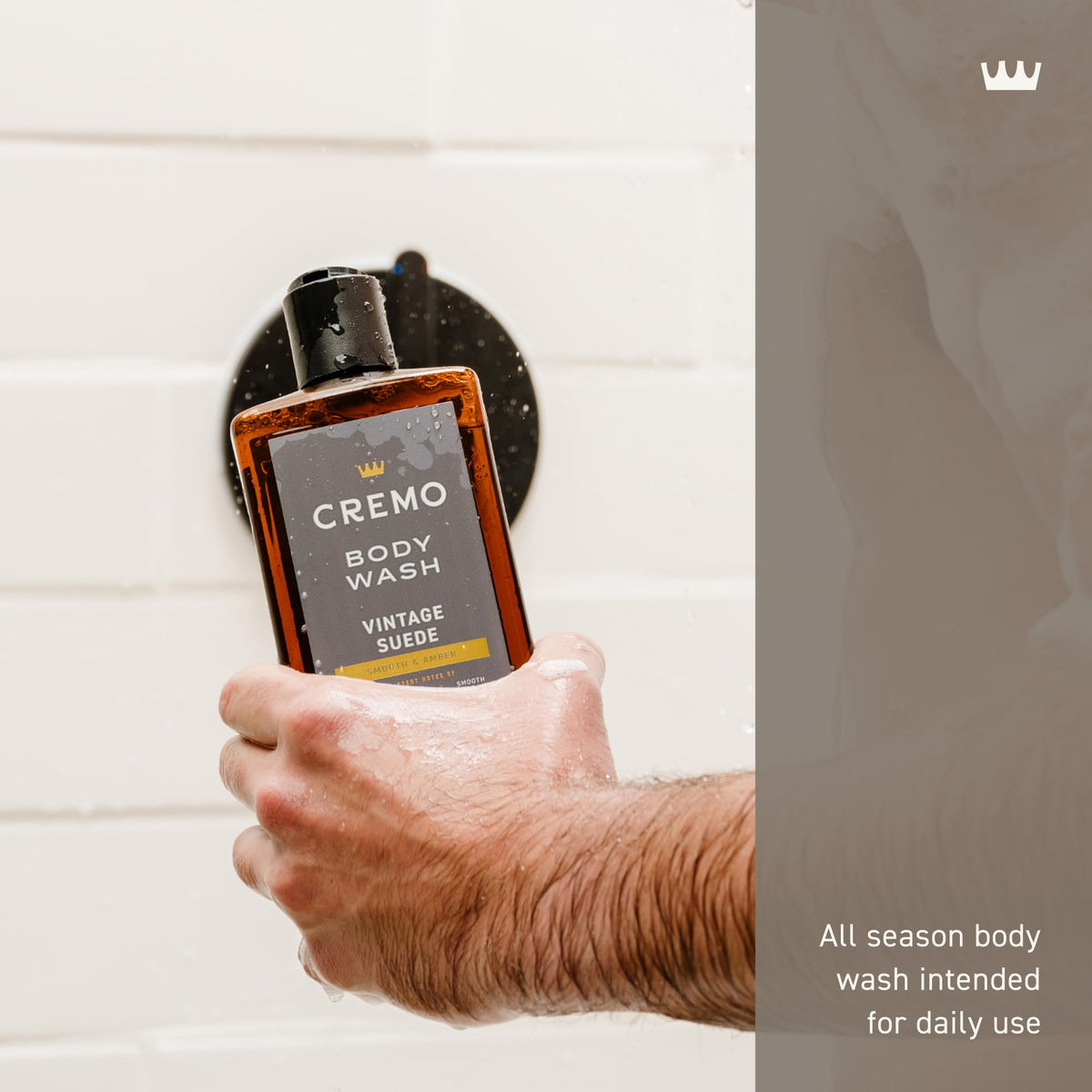 Cremo pump detail dispensing body wash for convenient, mess-free use