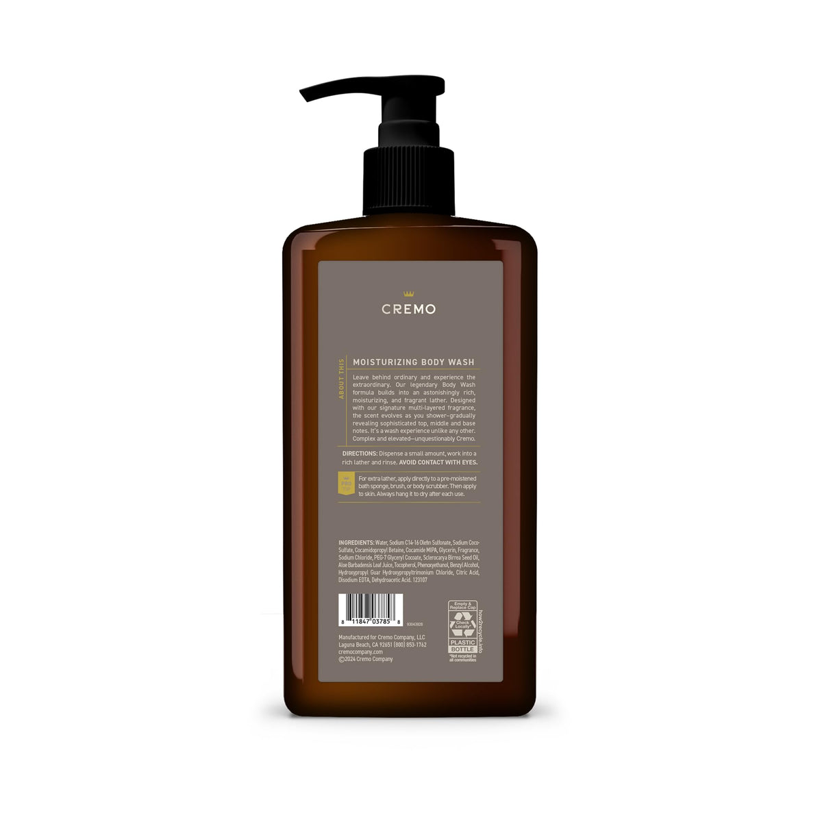 Cremo bottle in shower setting suggesting refined scent and daily grooming