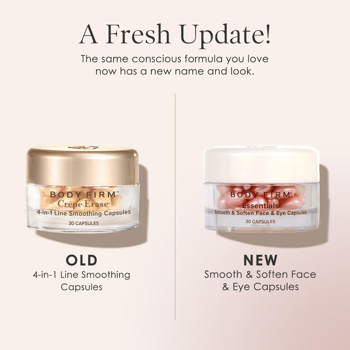 Crepe Erase capsules on bathroom counter illustrating daily skincare use