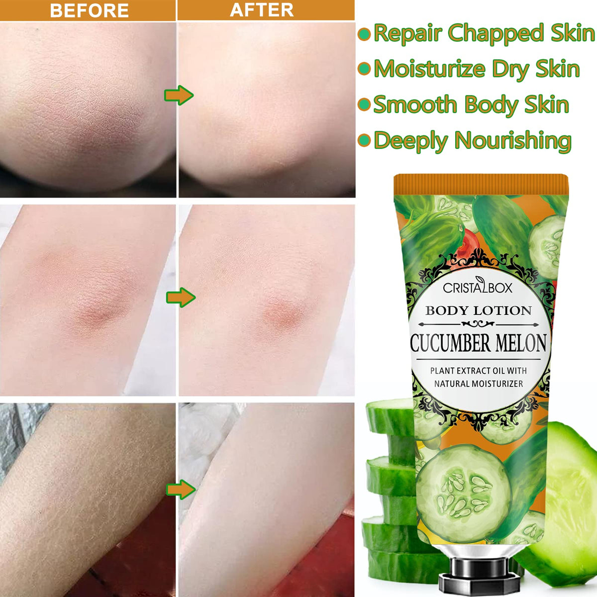 CRISTALBOX applying lotion to hands showing hydration without greasiness