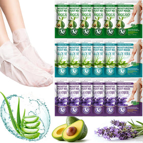 CRISTALBOX front packaging showing 18 moisturizing foot masks and value pack benefit