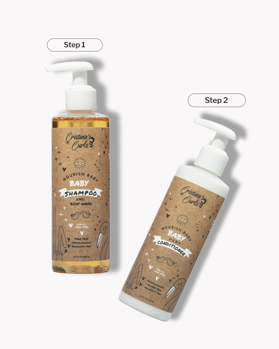 Cristina's Curls bottle in a baby bath scene simplifying bath time