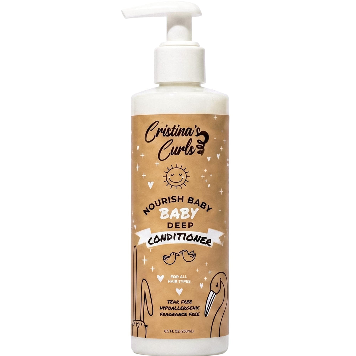 Cristina's Curls bottle front view showing label and gentle detangling benefit