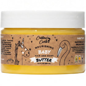 Cristina's Curls jar front view showing label and packaging benefit