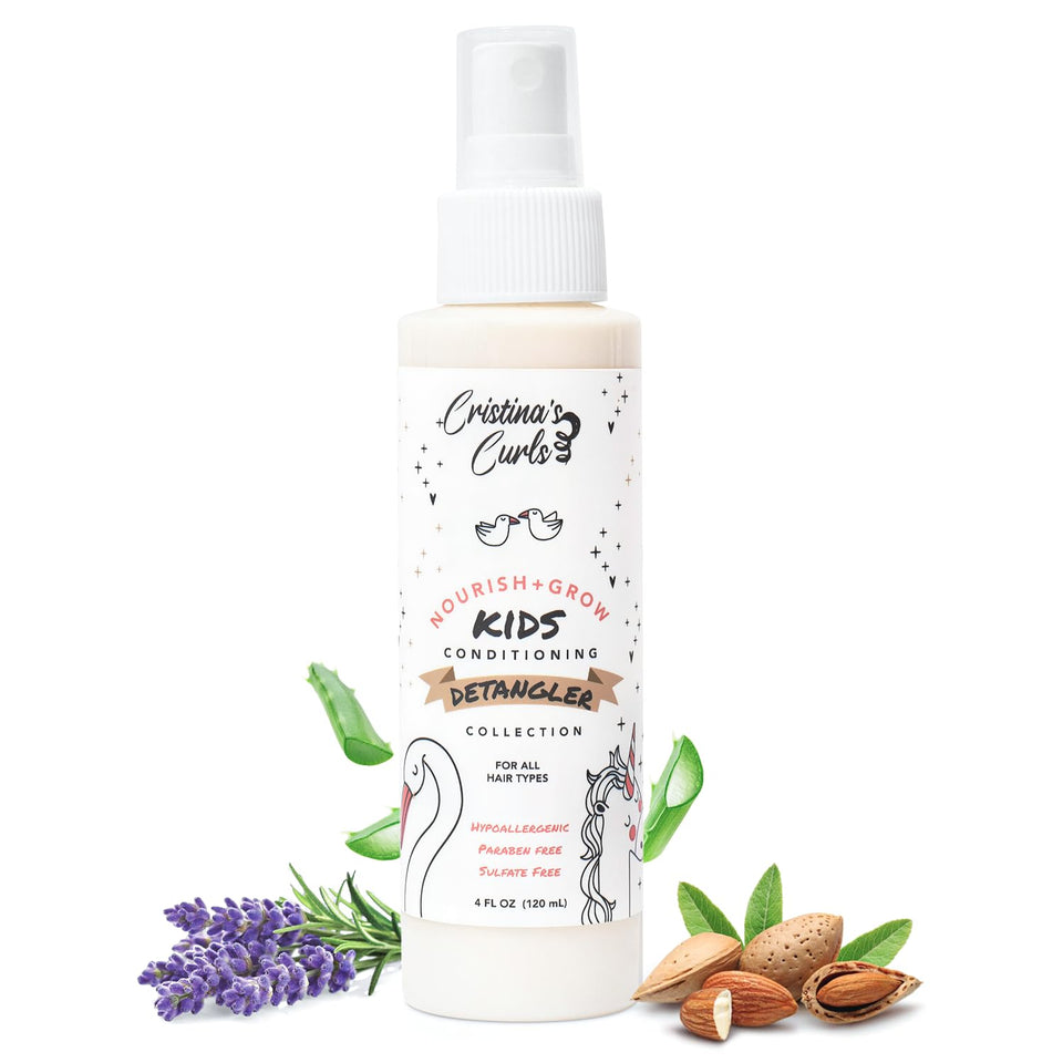 Cristina's Curls front packaging showing bottle and label, clear directions and gentle formula benefit