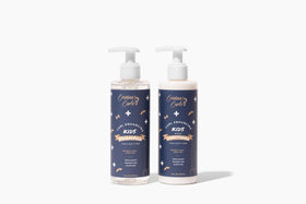 Cristina's Curls bottles held in hands showing size and child-friendly packaging