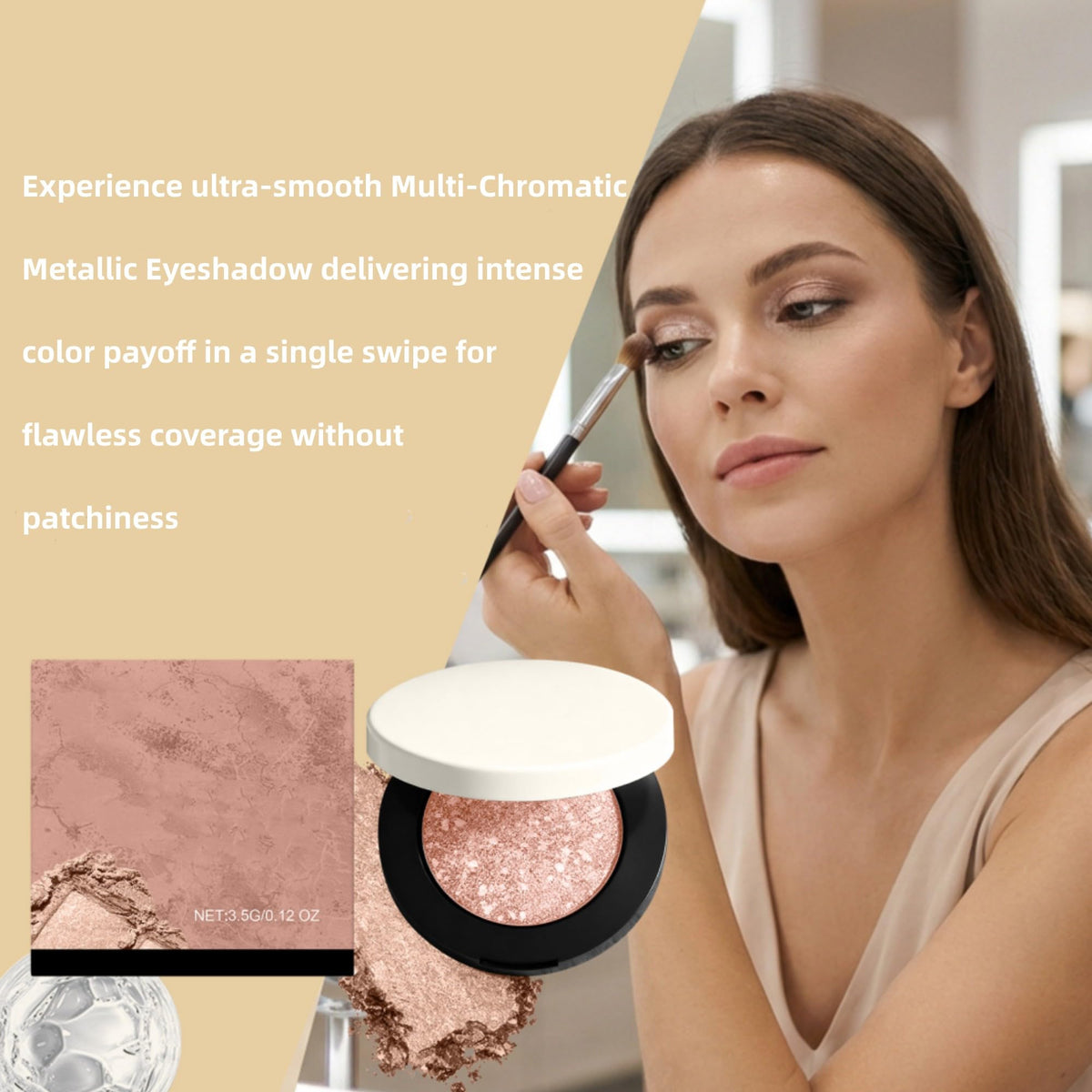 CRIVERY compact open revealing both metallic shades and clear labeling for easy selection