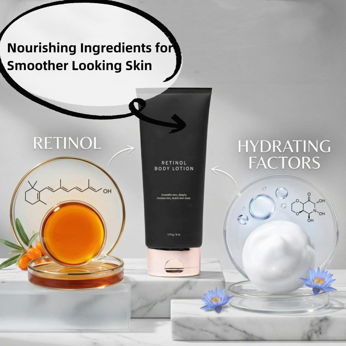 CRIVERY applying retinol body lotion to neck for firmer-looking skin