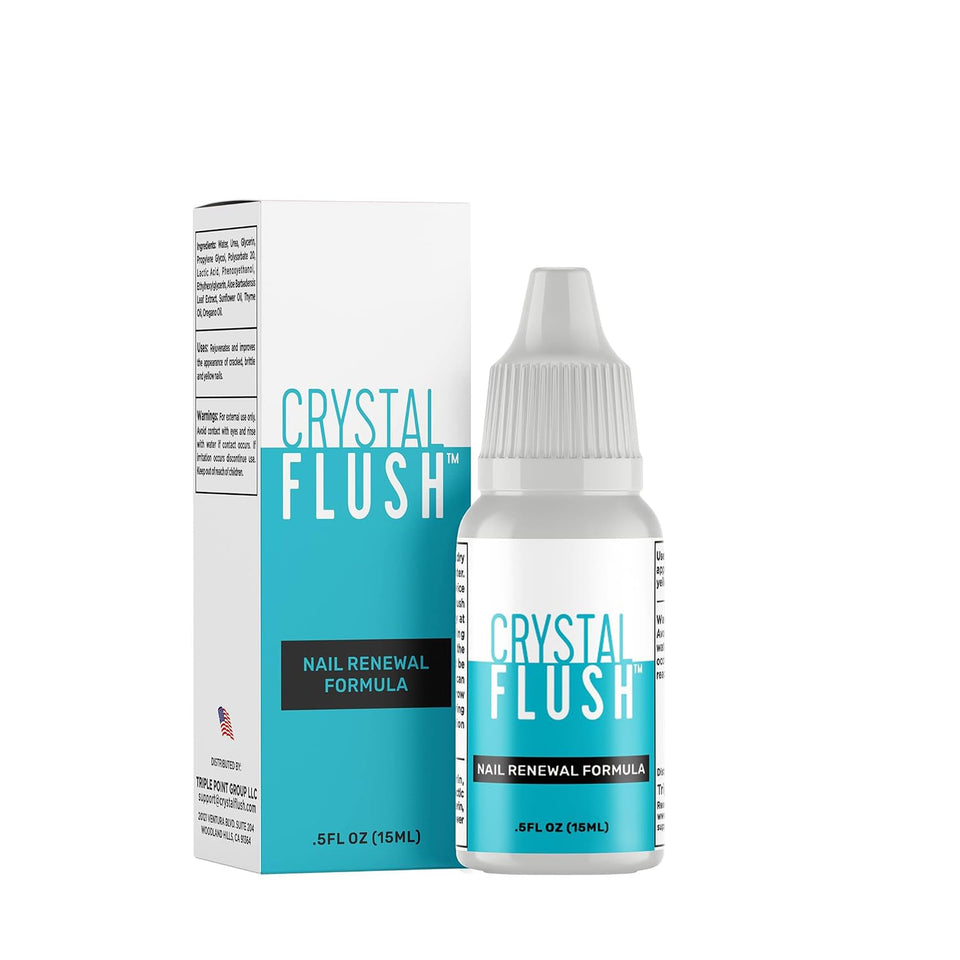 CRYSTAL FLUSH bottle front packaging showing label and size for clear identification and trust
