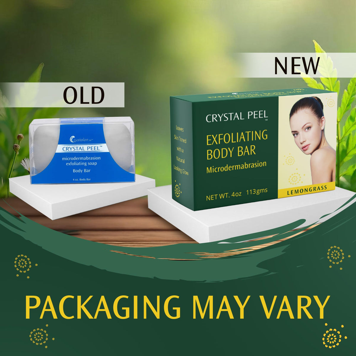 Crystalon Crystal Peel bar on bathroom counter for spa-like self-care