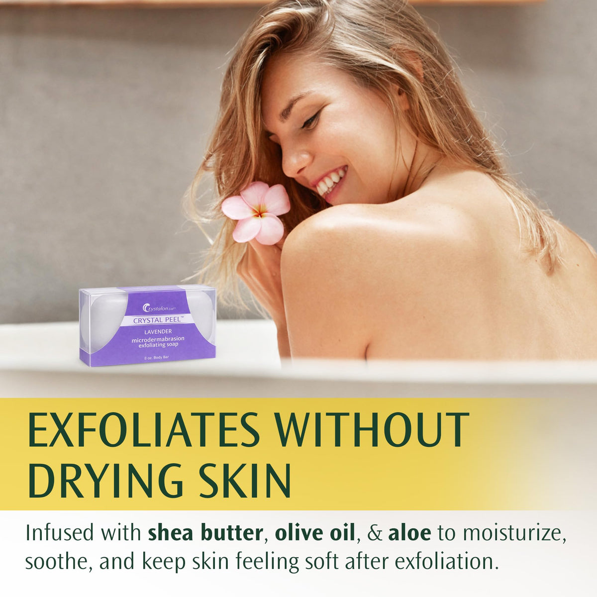Crystalon Crystal Peel ingredients label showing shea, olive oil and aloe benefits