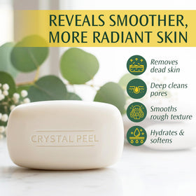 Crystalon Crystal Peel creamy lather on skin showing gentle moisturized exfoliation