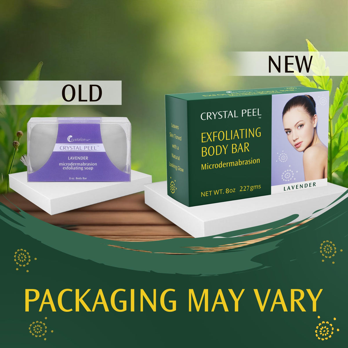Crystalon Crystal Peel lavender scene conveying calming scent and spa-quality feel