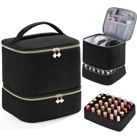 CTWWFS front view of closed corduroy organizer showing secure handle and zipper for easy transport