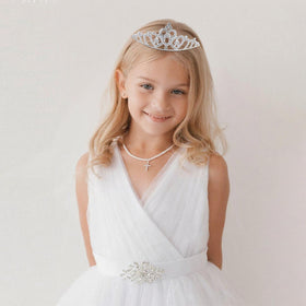 CUBACO little girl wearing a tiara at a party demonstrating festive look