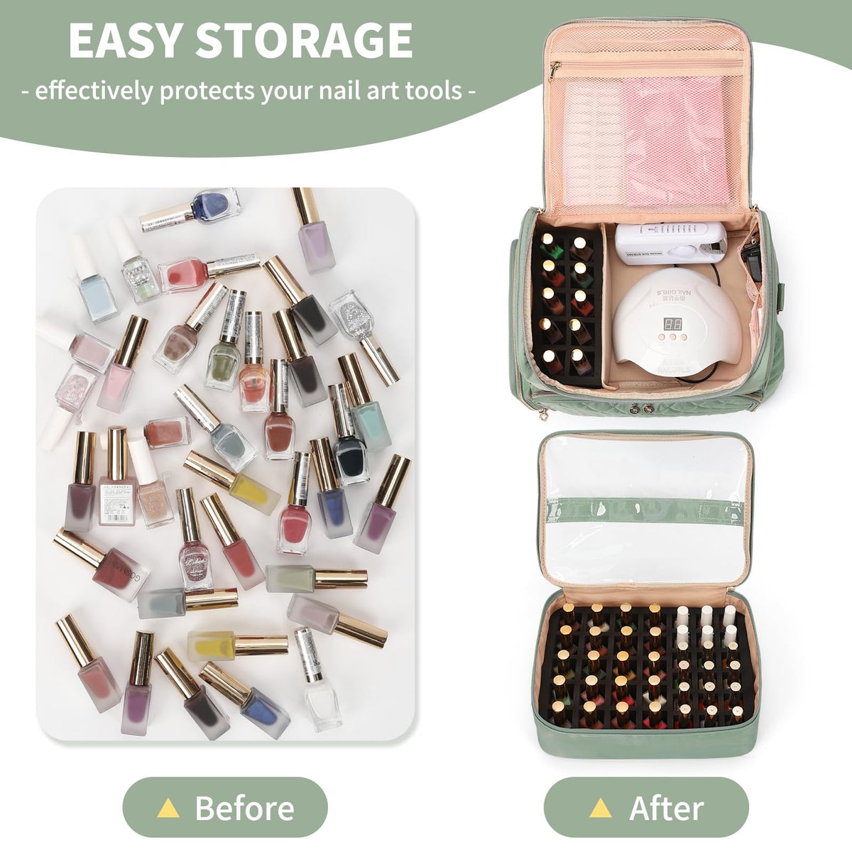 CUBETASTIC open double layer layout displaying bottles, lamp space and pockets for convenience