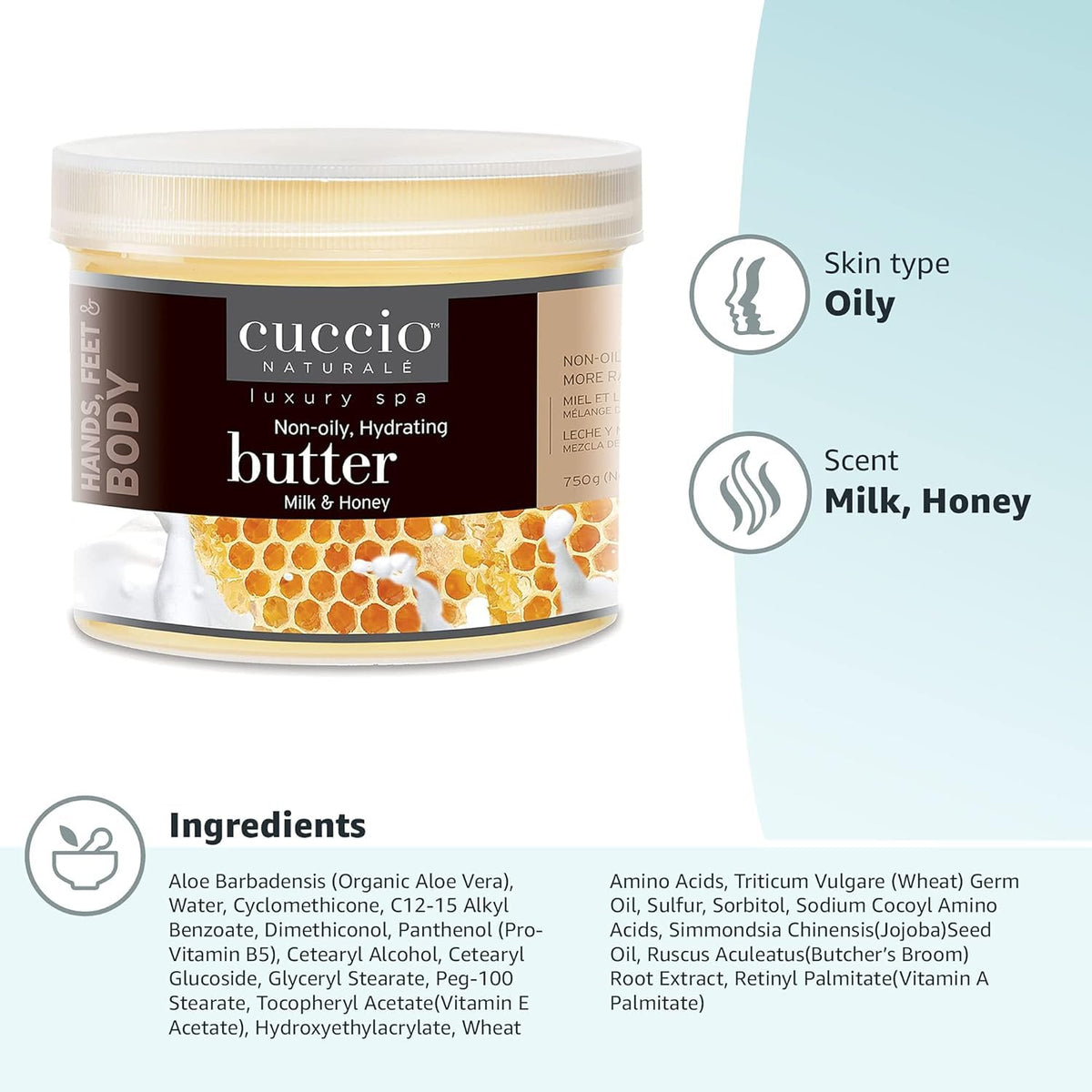 Cuccio cream texture close-up showing smooth buttery consistency and fast absorption