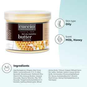 Cuccio cream texture close-up showing smooth buttery consistency and fast absorption