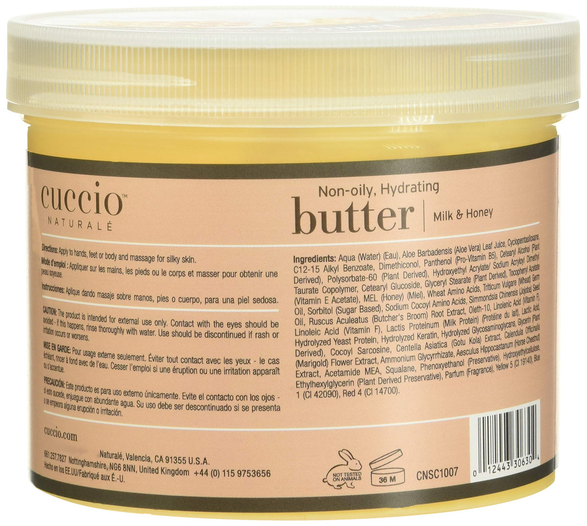 Cuccio Naturale texture close-up of butter blend melting on finger, demonstrating easy application and moisturizing benefit