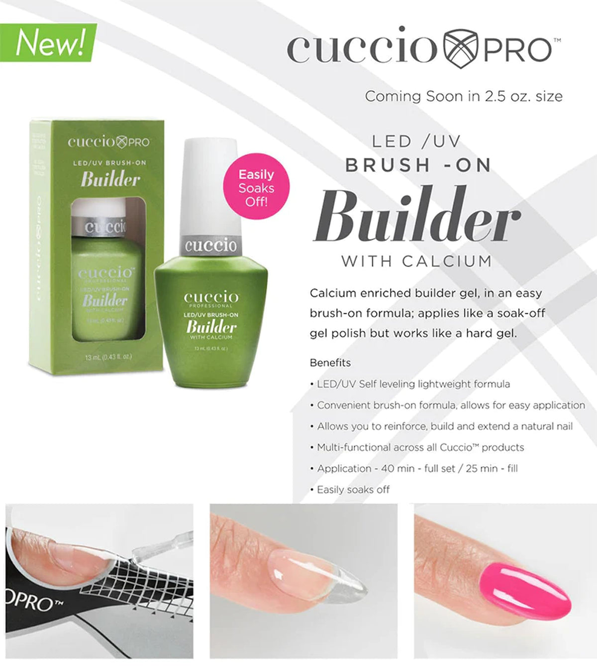 Cuccio sculpted nail with form side view illustrating strong salon-quality structure