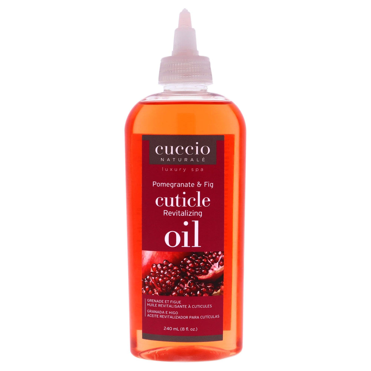 Cuccio bottle front view showing label and hydrating benefits