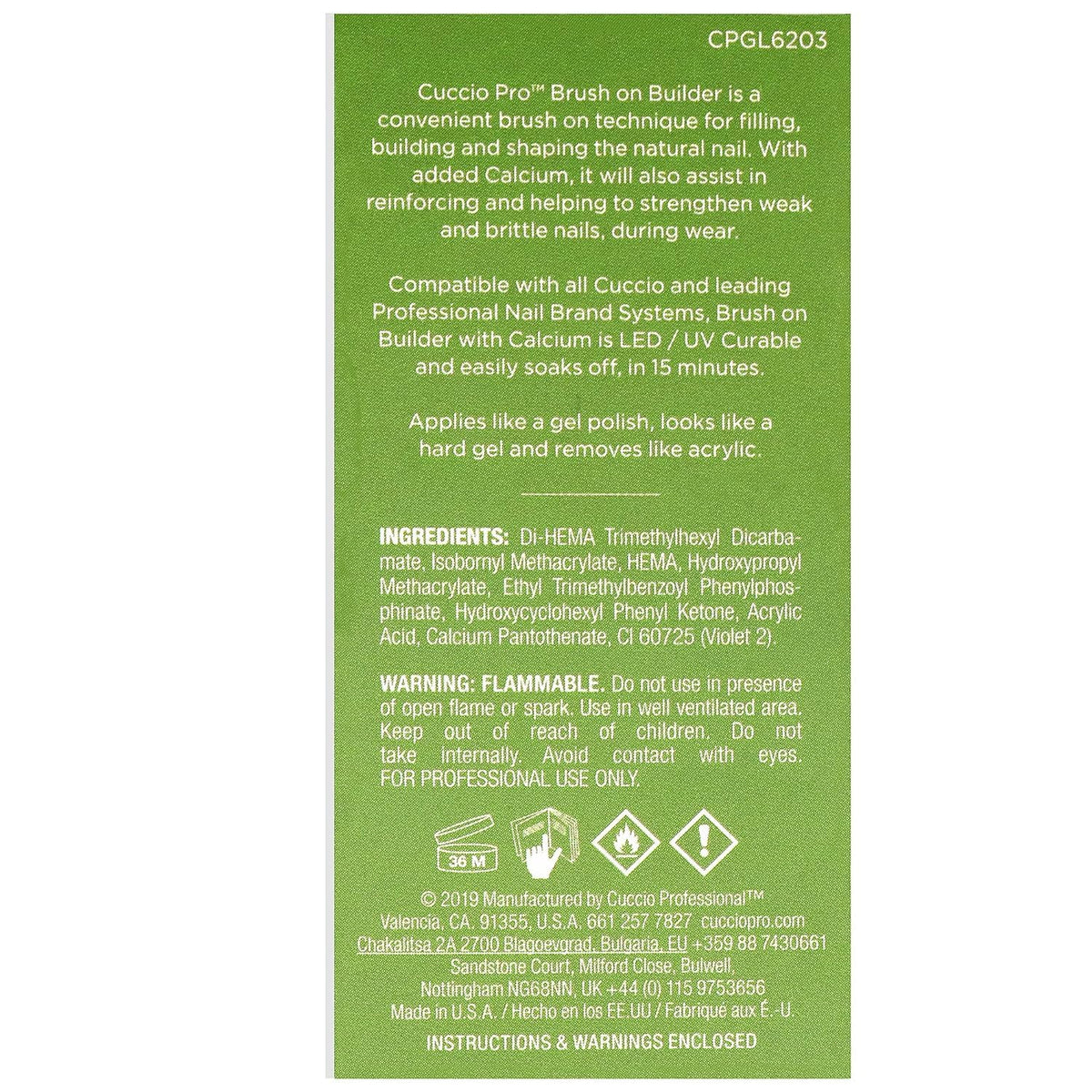 Cuccio open bottle showing clear gel consistency for effortless building benefit