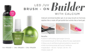 Cuccio Pro gel being brushed onto a natural nail for strong overlay benefit
