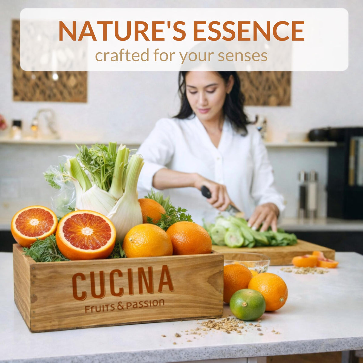 Cucina bottle in bathroom setting suggesting soft skin after use
