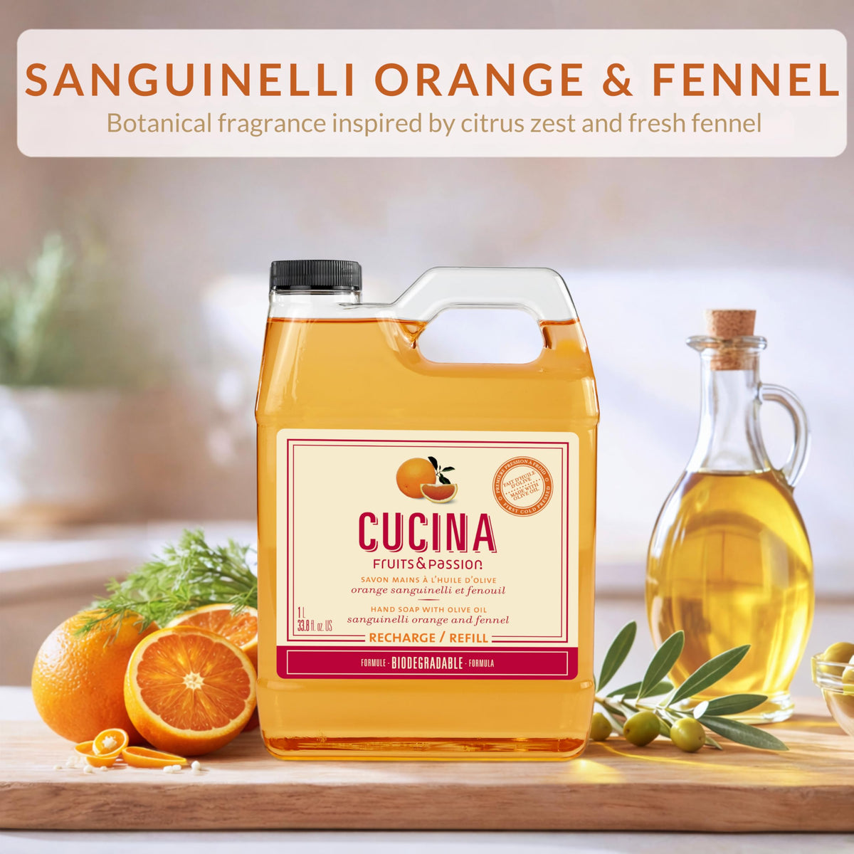 Cucina close-up of liquid texture demonstrating smooth moisturizing feel