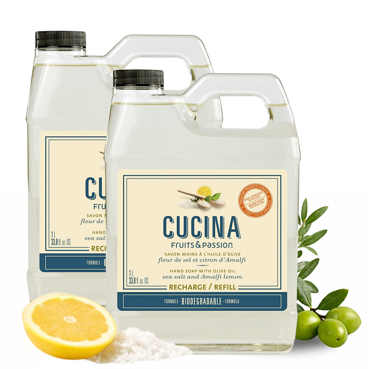 Cucina front packaging showing sea salt and Amalfi lemon scent benefits
