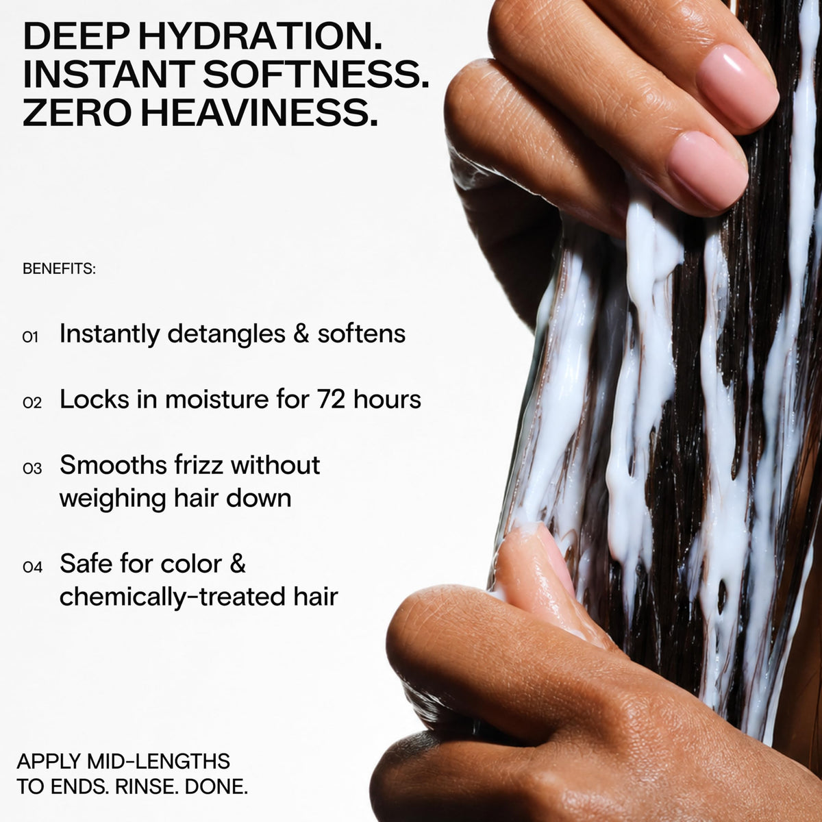 CULISE product in hand being applied to wet hair for detangling benefit