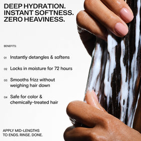 CULISE product in hand being applied to wet hair for detangling benefit
