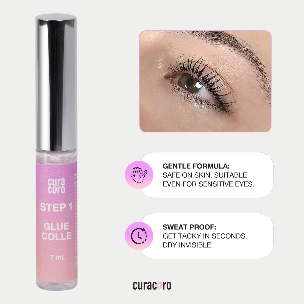 curacoro ingredients label showing collagen and hypoallergenic formula benefit